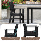 Tangkula Patio Dining Chairs Set of 2 HDPE All Weather Outdoor Chair with Wide Armrests