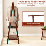 Tangkula Folding Rubber Wood Clothes Hanging Rack