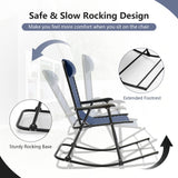Outdoor Folding Rocking Chair, No Assembly Required, Foldable Rocker Recliner with Headrest