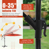 Tangkula 10 Ft Patio Offset Umbrella, 40 LED Lighted Market Umbrella W/8 Sturdy Ribs, Easy Tilt Adjustment & Crank (Orange)