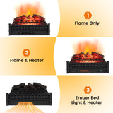 Tangkula 26" Electric Fireplace Log Set Heater with Remote, 5 Flame Modes & Brightness