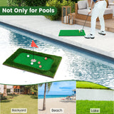 Tangkula Floating Golf Green for Pool, Floating Chipping Green Includes Golf Hitting Mat