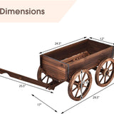Tangkula Wooden Wagon Planter Box for Patio