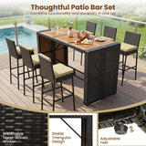 Tangkula 7 Piece Outdoor Bar Set with 6 Cushioned Chairs