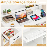 Tangkula White Desk with Drawer & Keyboard Tray