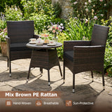 Tangkula 3 Piece Patio Furniture Set | Hand-Woven PE Wicker Conversation Set