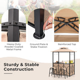 Tangkula 3-Piece Patio Bar Set, Grill Gazebo & 2 Bar Stools with Tempered Glass Bar Table, Metal Storage Shelves