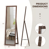 Tangkula Full Length Mirror with Stand, Solid Wood Frame Floor Mirror, Free Standing Full Body Mirror