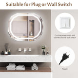 Tangkula LED Bathroom Mirror, Single Beveled Edge Anti-Fog Mirror with 3 Color LED Light, Memory Function