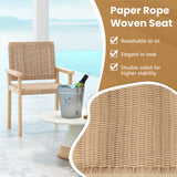 Tangkula Outdoor Chairs Set of 2/4, Patio Dining Chairs w/Paper Rope Woven Seat