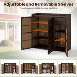 Tangkula Rattan Outdoor Storage Cabinet