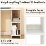 Tangkula Small White Desk with Shelves, Compact Small Desk for Small Space