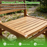 Tangkula Teak Wood Solid Wood Armless Patio Chairs with Slatted Backrest & Seat (1/2/4)