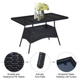 Tangkula 10 Pieces Wicker Patio Dining Set, Outdoor Rattan Table & Chairs Set with Padded Cushions