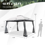 Tangkula 10 X 10 FT Patio Gazebo with Privacy Netting