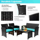 Tangkula 6 Pieces Outdoor Sectional Conversation PE Rattan Sofa Set