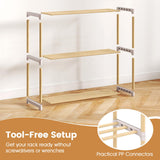 Tangkula 3-Tier Solid Wood Shoe Rack
