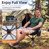 Tangkula 360° Swivel Portable Folding Camping Chair w/Carry Bag (Black) | No Assembly