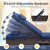 Tangkula Patio Chaise Lounge, Outdoor PE Rattan Lounge Chair w/ 6-Level Backrest