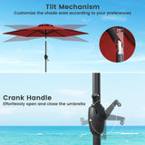 Tangkula Heavy Duty Outdoor Umbrella with Push Button Tilt