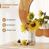 Tangkula Irregular Wall Mirror with Teak Wood Frame