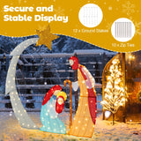 Tangkula 5 FT Lighted Christmas Nativity Scene Set, Outdoor Holy Family Decoration with 140 Warm White LED Lights