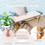 Tangkula Acacia Wood Outdoor Bench with Padded Cushion