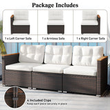 Tangkula 3 Seat Patio Couch Sofa with Thick Cushion for Porch