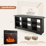 Tangkula 58” Fireplace TV Stand, Home Entertainment Center with 18” 1400W Electric Fireplace