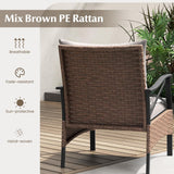 Tangkula 5 Pieces Wicker Patio Furniture Set, Outdoor Rattan Chairs with Ottomans, Cushions and 2-Tier Tempered Glass Side Table
