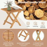 Tangkula Outdoor Folding Side Table with X-Shaped Legs & Slatted Tabletop