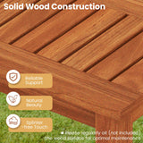 Tangkula Outdoor Wood Bench 2-Person Backless Patio Garden Bench with Slatted Seat