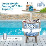 Tangkula 10 Gallon Cooler Bar Table, Outdoor Cooler Side Table w/Telescopic Tabletop, 3-in-1 Coffee Table Ice Bucket for Beer & Wine