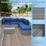 Tangkula 6 PCS Outdoor Rattan Sofa Set, Cushioned Sectional Set with Seat & Back Cushions