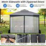 Tangkula 10 X 12 FT Patio Gazebo with Netting Walls Soft Top Double Roof Canopy with 4 Sandbags