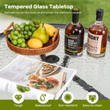 Tangkula 27.5 Inches Patio Round Glass Dining Table with 1.57" Umbrella Hole