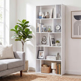 Tangkula 6-Tier Bookshelf | 65" H 10-Cube Open White Bookcase (1/2)