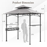 Tangkula 8x5 Ft Grill Gazebo, 2-Tier Barbecue Gazebo with 2 Shelves, 10 Hanging Hooks, Bottle Opener & Storage Basket