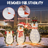 Tangkula 3-Piece Christmas Lighted Penguin Family