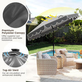 Tangkula 2-Tiers Scalloped Outdoor Table Market Umbrella with 32 LED Lights
