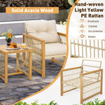 3 Pieces Acacia Wood Patio Furniture Set - Tangkula