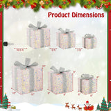 Tangkula Set of 3 Christmas Lighted Gift Boxes, Pre-lit 90 LED Light Up Present Box Decorations with Bows and Plug