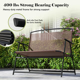 Tangkula Folding Outdoor Garden Bench, 2-Person Patio Bench with Backrest and Armrests