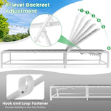 Tangkula Adjustable Patio Lounge Chair with Wheels, Outdoor Chaise Lounge with Breathable Fabric and Sturdy Metal Frame