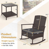 Tangkula 3 Pieces Rocking Wicker Bistro Set