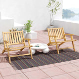 Tangkula Outdoor Teak Wood Natural Mid Century Accent Armchair