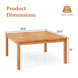 Tangkula Patio Wood Coffee Table, Solid Acacia Wood 35.5 Inches Side Table with Slatted Tabletop