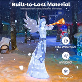 Tangkula 5 FT Christmas Lighted Angel with Trumpet, Outdoor Xmas Pre-Lit Angel with Halo