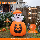 Tangkula 5 FT Halloween Lighted Inflatable Pumpkin with Animated Ghost