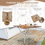 Tangkula 24"x24" Folding Camping Table Set of 2, Extendable Lightweight Camp Table with Wood-Grain Tabletop